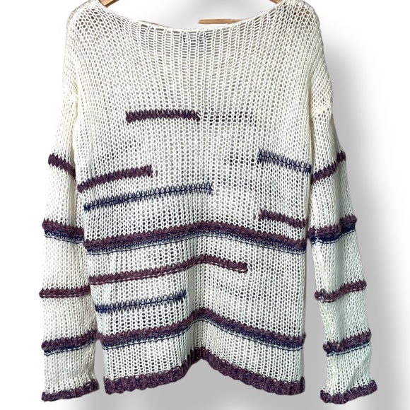 FRANCO D Wool Mohair Acrylic Blend Open Knit Long Sleeve Sweater US Sz L - Picture 3 of 9